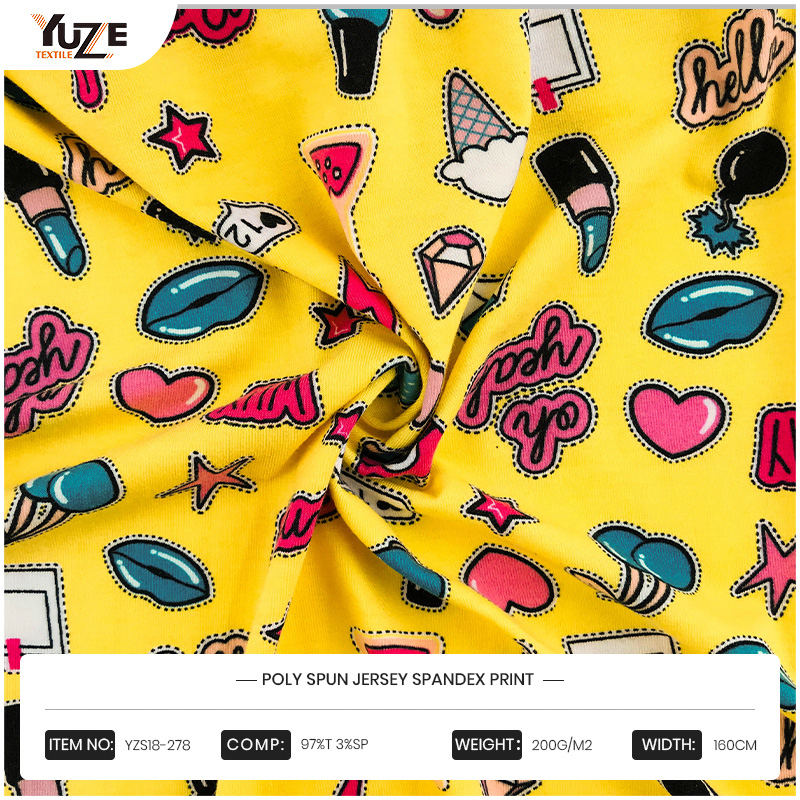 YZS18-278 Poly kehruut Jersey Spandex Print