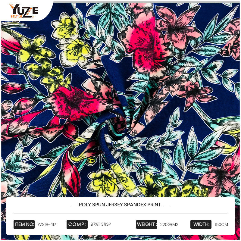 YZS18-417 Poly kehruut Jersey Spandex Print