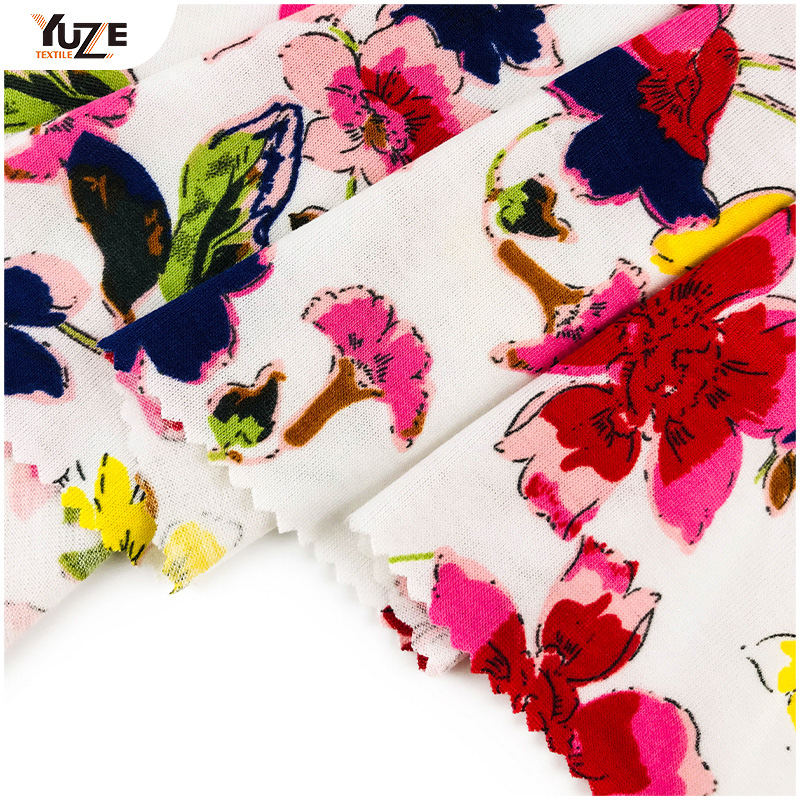 YZS18-455 Poly kehruut Jersey Spandex Print