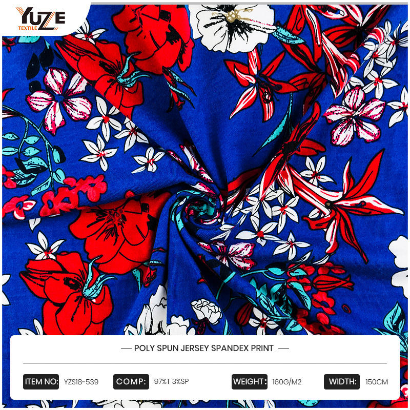 YZS18-539 Poly kehruut Jersey Spandex Print
