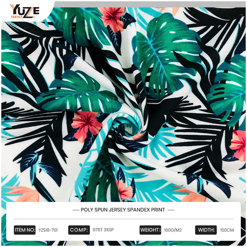 YZS18-701 Poly kehruut Jersey Spandex Print