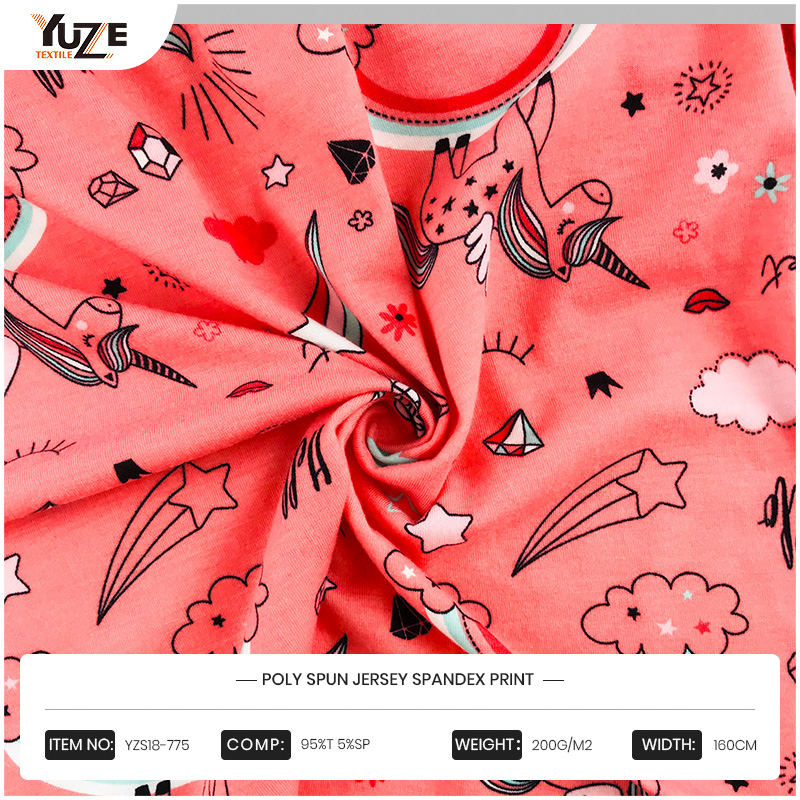 YZS18-775 Poly kehruut Jersey Spandex Print